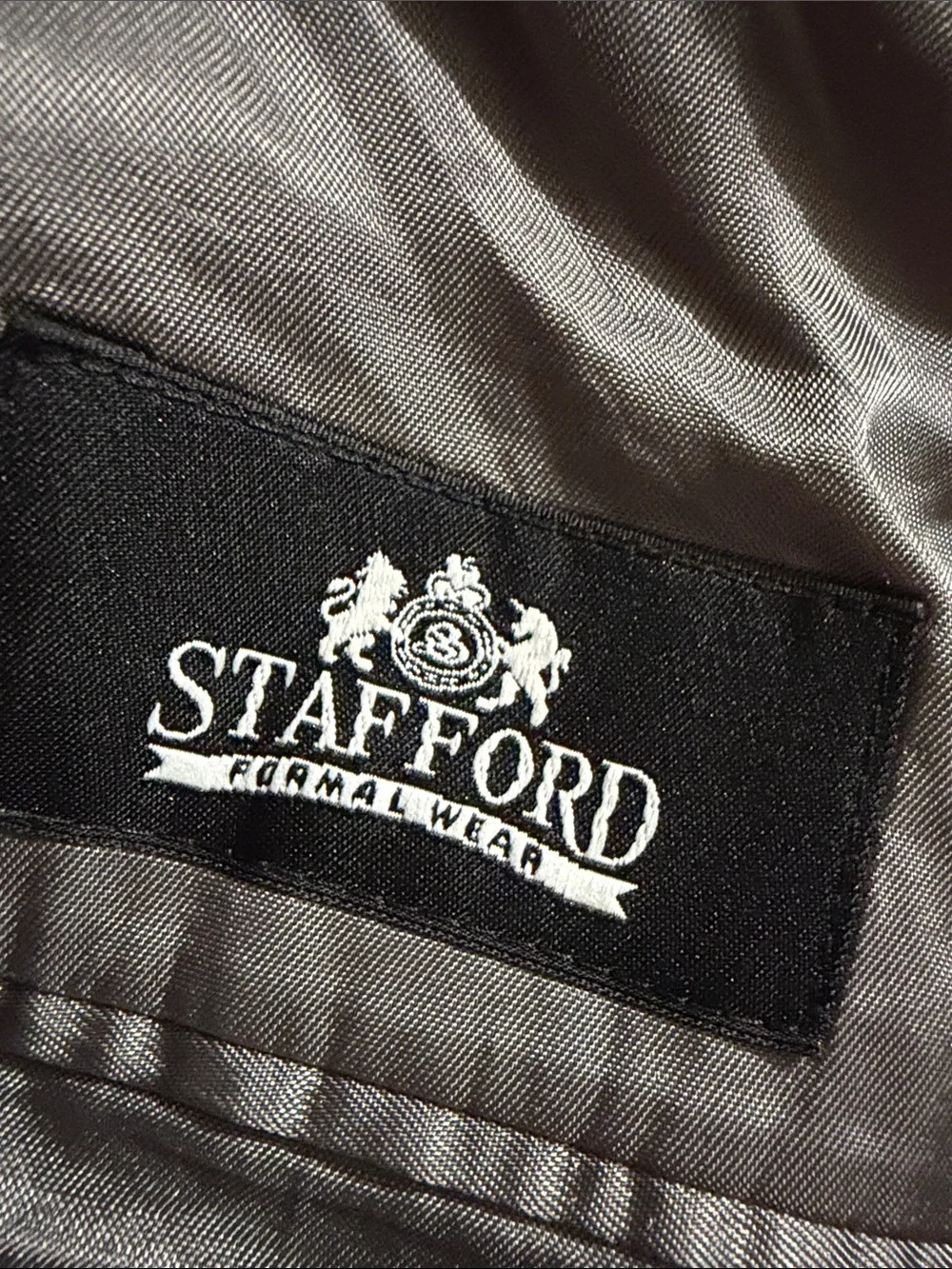 Stafford Black 100% Wool Satin-Lapel Single-Button Tuxedo Jacket 40R